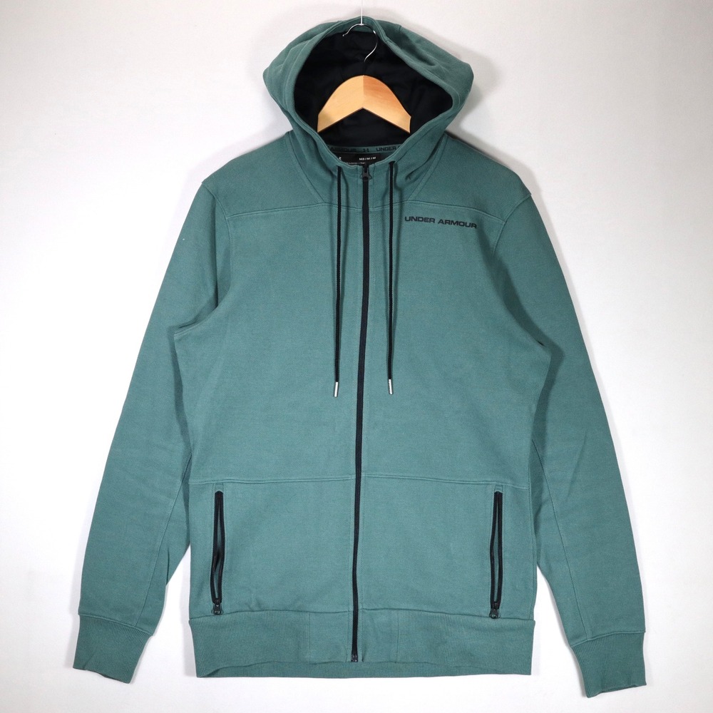 Under Armour Mens Medium Teal Full Zip Hoodie ColdGear Fitted Active Jacket